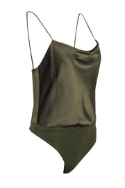 Current Boutique-Alice & Olivia - Olive Cowl Neck Satin Bodysuit Sz S