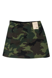 Current Boutique-Alice & Olivia - Olive Green Camouflage Print "Renna" Mini Envelope Skirt Sz 24