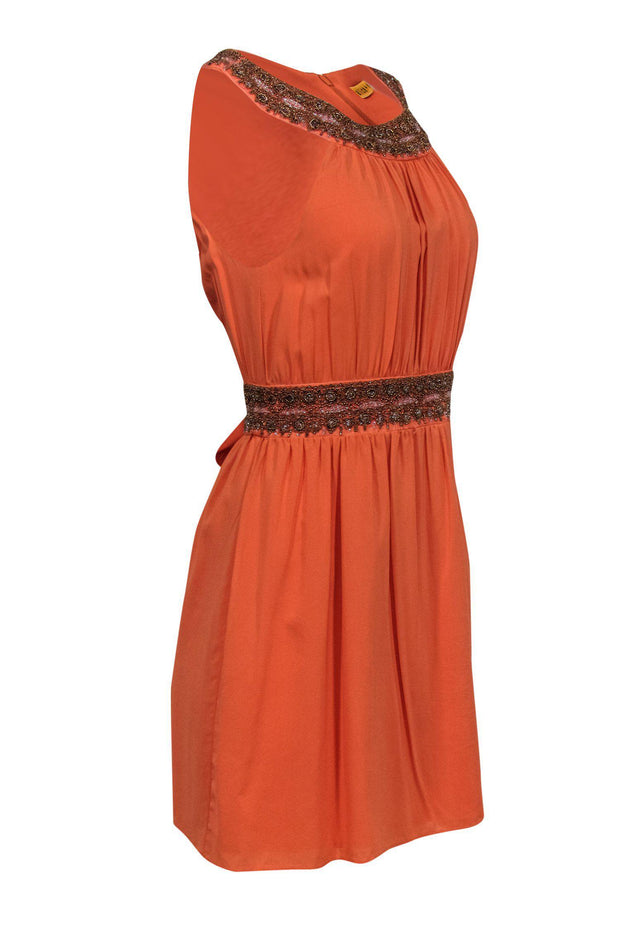 Current Boutique-Alice & Olivia - Orange Sheath Dress w/ Beading Sz XS
