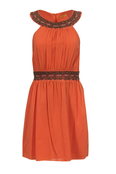 Current Boutique-Alice & Olivia - Orange Sheath Dress w/ Beading Sz XS