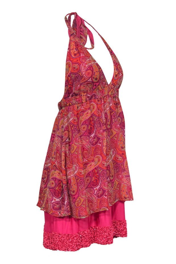 Current Boutique-Alice & Olivia - Paisley Print Silk Halter Dress Sz XS