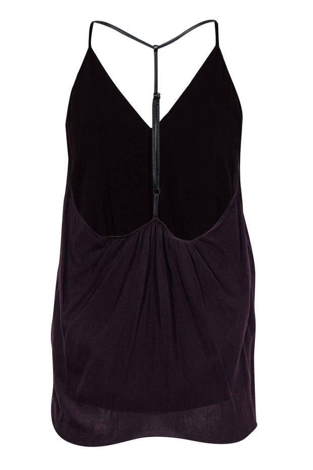 Current Boutique-Alice & Olivia - Plum V-Neck Tank w/ Leather T-Back Sz M