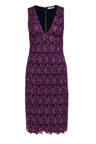 Current Boutique-Alice & Olivia - Purple Lace Sheath Dress Sz 4