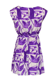 Current Boutique-Alice & Olivia - Purple & White Brushstroke Silk Dress Sz XS