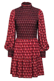 Current Boutique-Alice & Olivia - Red Bohemian Print Mock Neck Dress Sz 12