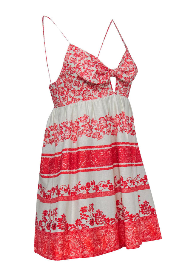 Current Boutique-Alice & Olivia - Red & Cream Floral Linen & Cotton Sundress Sz 0