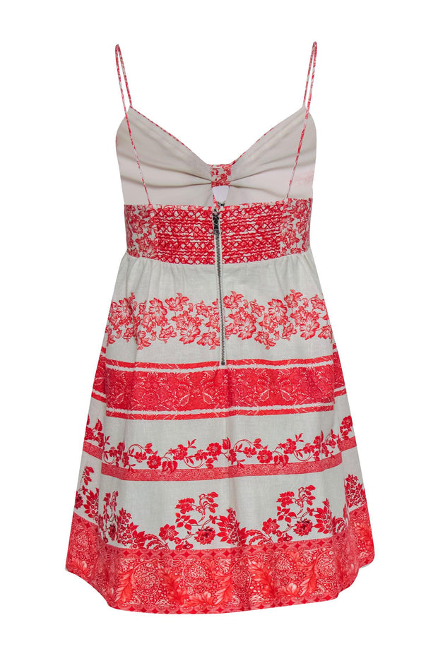 Current Boutique-Alice & Olivia - Red & Cream Floral Linen & Cotton Sundress Sz 0
