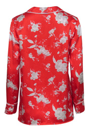 Current Boutique-Alice & Olivia - Red Floral Silk Keir Blouse Sz M