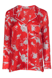 Current Boutique-Alice & Olivia - Red Floral Silk Keir Blouse Sz M
