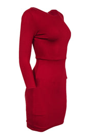 Current Boutique-Alice & Olivia - Red Long Sleeve Sheath Dress Sz 0
