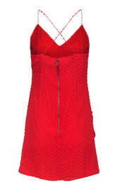 Current Boutique-Alice & Olivia - Red-Orange Pom-Pom Textured Sleeveless Mini Dress Sz 6