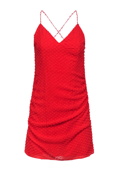 Current Boutique-Alice & Olivia - Red-Orange Pom-Pom Textured Sleeveless Mini Dress Sz 6