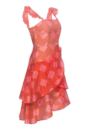 Current Boutique-Alice & Olivia - Red & Pink Striped Cocktail Dress w/ Ruffles Sz 2