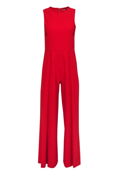 Current Boutique-Alice & Olivia - Red Sleeveless Wide Leg Pleated Jumpsuit Sz 4