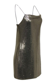 Current Boutique-Alice & Olivia - Silver Reflective Metallic Sleeveless Slip Dress Sz 4
