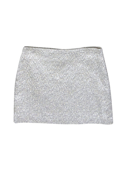 Current Boutique-Alice & Olivia - Silver Tweed Metallic Miniskirt Sz 0