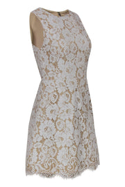 Current Boutique-Alice & Olivia - Tan & Cream Lace A-Line Dress Sz 2