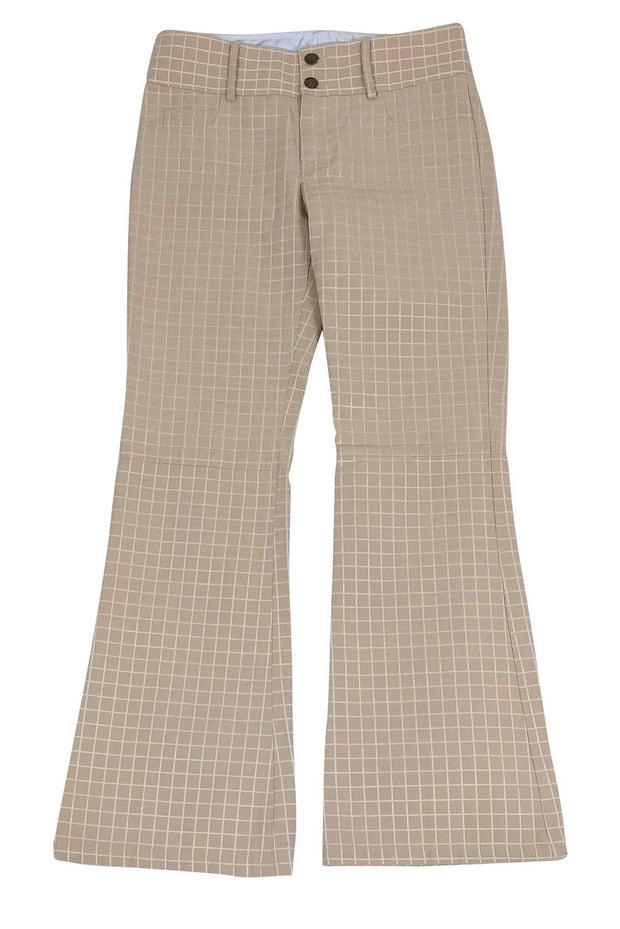 Current Boutique-Alice & Olivia - Tan Grid Print Flared Pants Sz 4