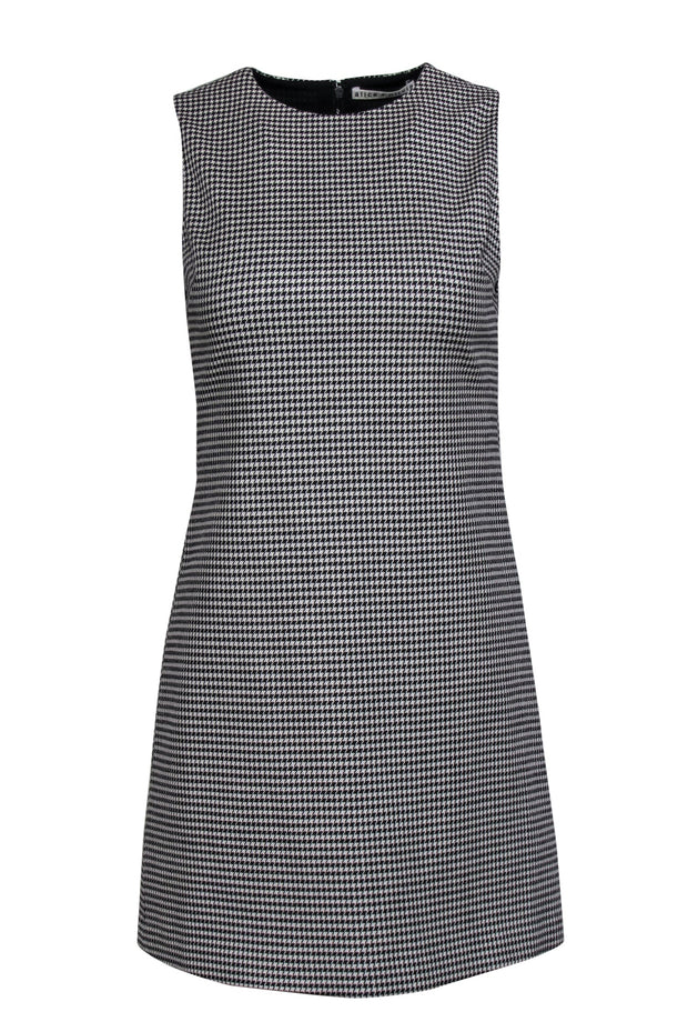 Current Boutique-Alice & Olivia - White & Black Houndstooth Print Sleeveless Shift Dress Sz 0
