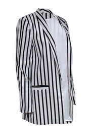 Current Boutique-Alice & Olivia - White & Black Pinstripe Longsleeve Blazer Size 10