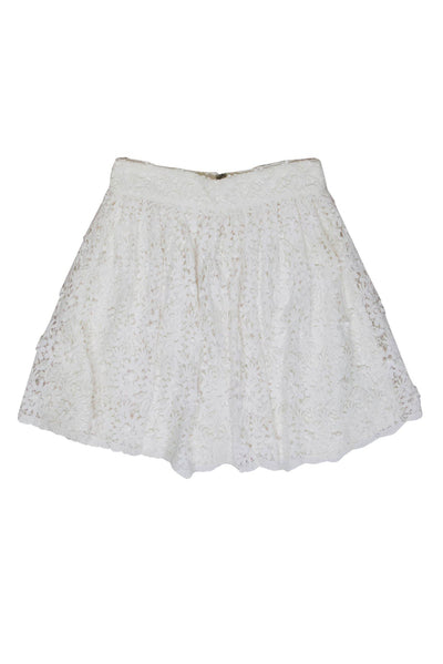 Current Boutique-Alice & Olivia - White Floral Crochet Flare Skirt Sz 6