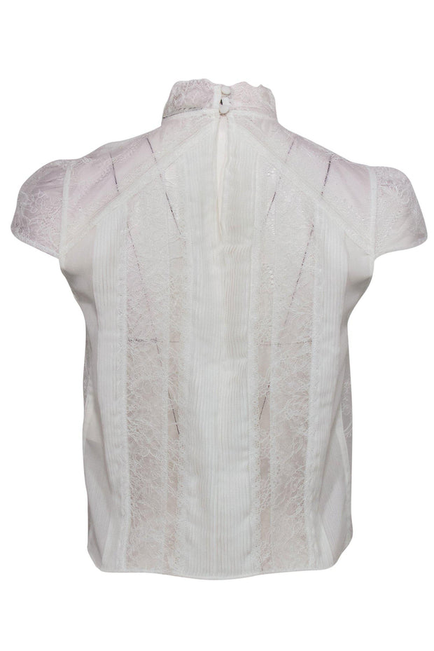 Current Boutique-Alice & Olivia - White Lace Short Sleeve Blouse Sz 0