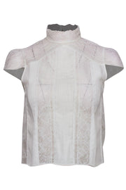 Current Boutique-Alice & Olivia - White Lace Short Sleeve Blouse Sz 0