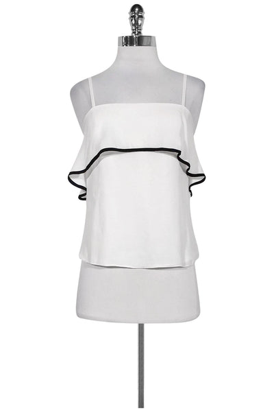Current Boutique-Alice & Olivia - White Ruffle Tank Top Sz XS