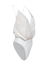 Current Boutique-Alice & Olivia - White Sleeveless Surplice Bodysuit w/ Crisscross Back Sz XS