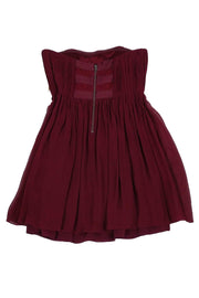 Current Boutique-Alice & Olivia - Wine Silk Pleated Strapless Dress Sz 6