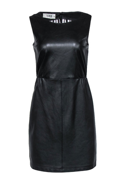 Current Boutique-Alice Temperley - Black Leather Sleeveless Sheath Dress Sz 2