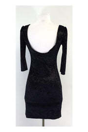 Current Boutique-Alice Temperley - Black Velour Bodycon Long Sleeve Dress Sz S