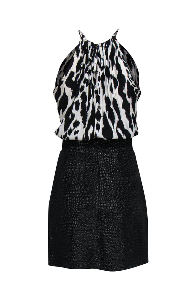 Current Boutique-Alice & Trixie - Black & White Printed Dress w/ Textured Skirt Sz S