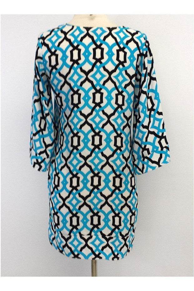 Current Boutique-Alice & Trixie - Blue & Black Geo Print Silk Dress Sz XS
