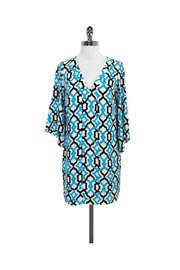 Current Boutique-Alice & Trixie - Blue & Black Geo Print Silk Dress Sz XS
