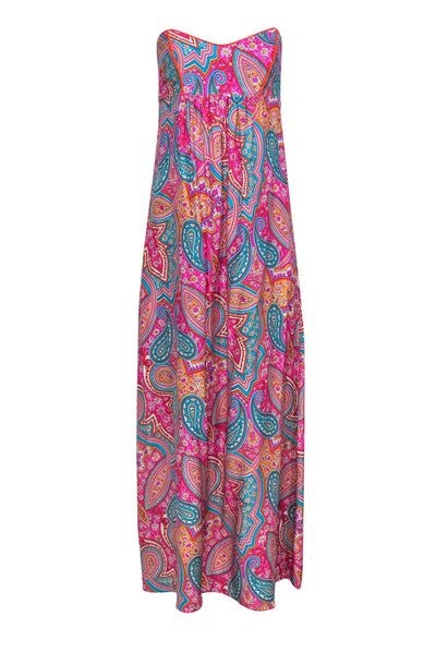 Current Boutique-Alice & Trixie - Pink & Multicolored Paisley Print Silk Maxi Dress Sz XS