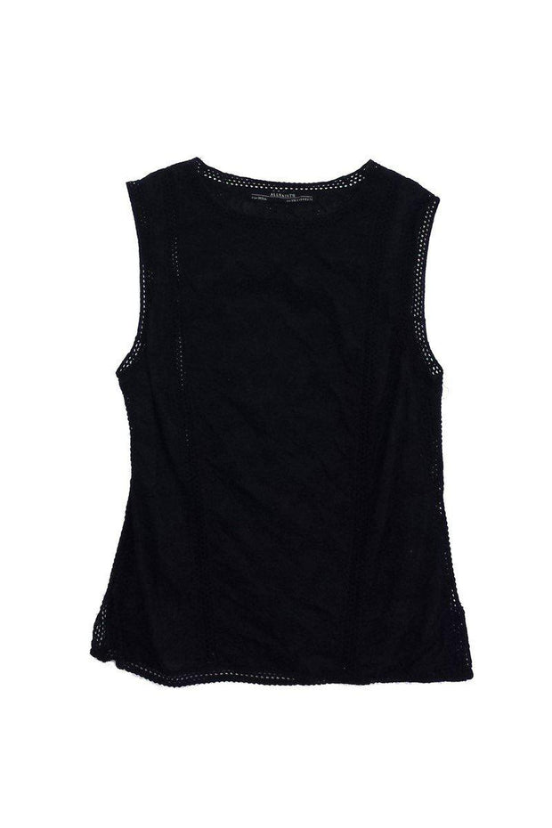 Current Boutique-All Saints - Black Cotton Embroidered Sleeveless Top Sz 4