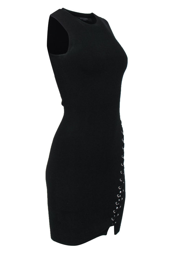 Current Boutique-All Saints - Black Knit Sleeveless Bodycon Dress w/ Lace-Up Design Sz S