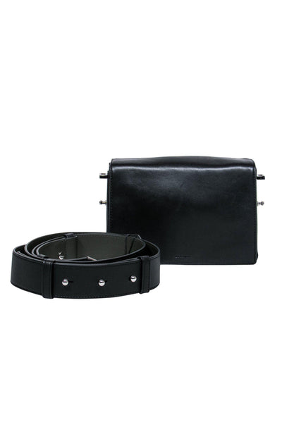 Current Boutique-All Saints - Black Leather Convertible Crossbody w/ Silver Hardware