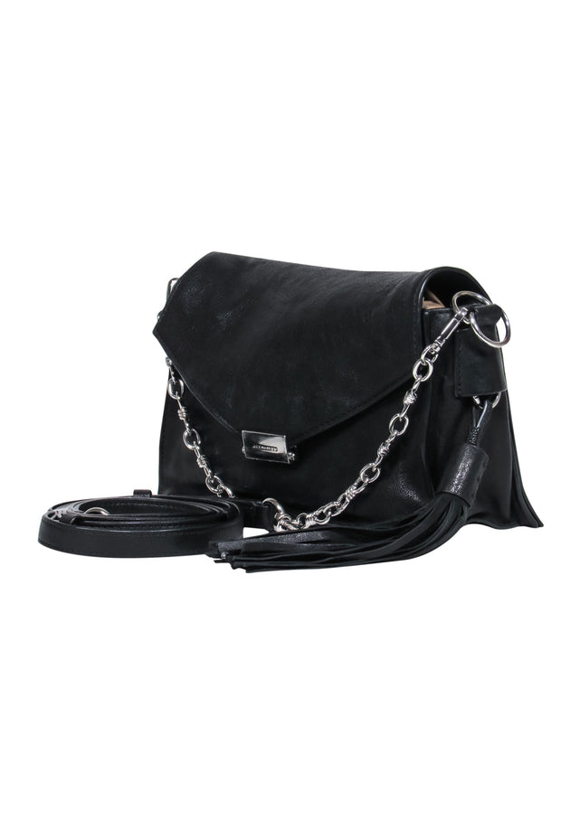 Current Boutique-All Saints - Black Leather Crossbody Bag w/ Tassel