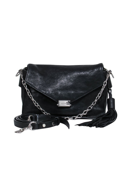Current Boutique-All Saints - Black Leather Crossbody Bag w/ Tassel