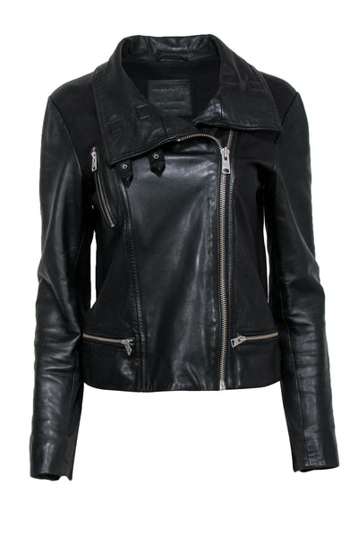 Current Boutique-All Saints - Black Leather Moto Jacket Sz 8