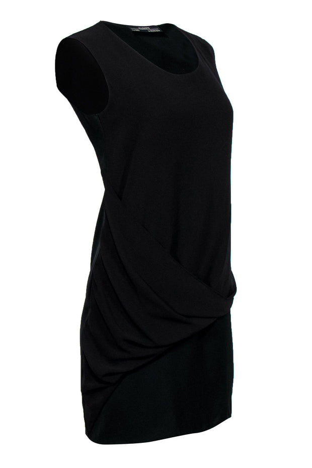 Current Boutique-All Saints - Black Modern Sleeveless Shift Dress w/ Draping Sz 6