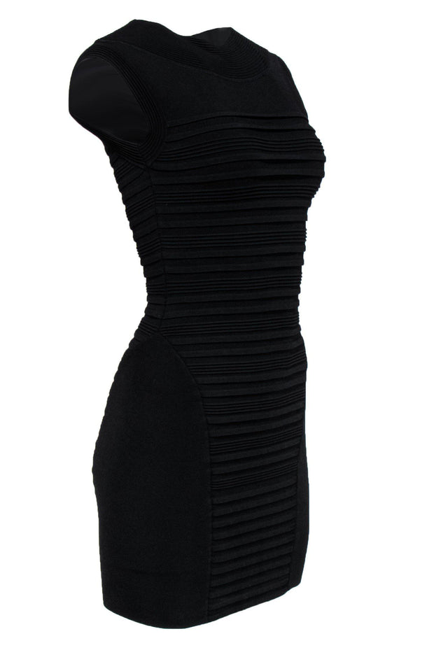 Current Boutique-All Saints - Black Ribbed Texture Bodycon Dress Sz 4