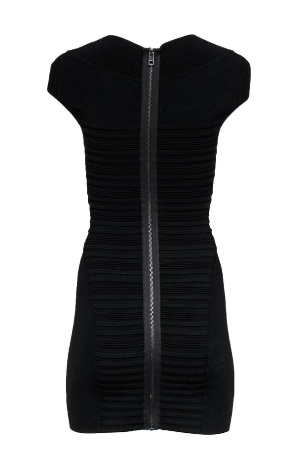 Current Boutique-All Saints - Black Ribbed Texture Bodycon Dress Sz 4