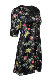 Current Boutique-All Saints - Black Silky Botanical Print Babydoll Dress w/ Butterflies Sz M