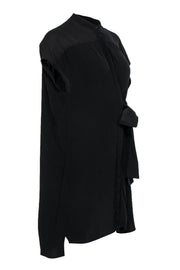Current Boutique-All Saints - Black Silky Button-Front Shift Dress w/ Sash Sz XS