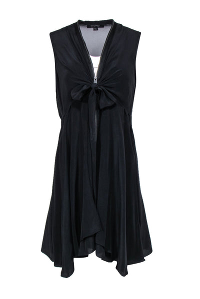 Current Boutique-All Saints - Black Sleeveless Layered Zip-Front Dress w/ Tie Sz 4