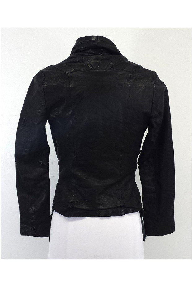 Current Boutique-All Saints - Black Waist Tie Leather Jacket Sz 4