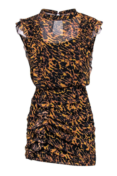 Current Boutique-All Saints - Brown & Black Leopard Print Ruched Dress Sz 4